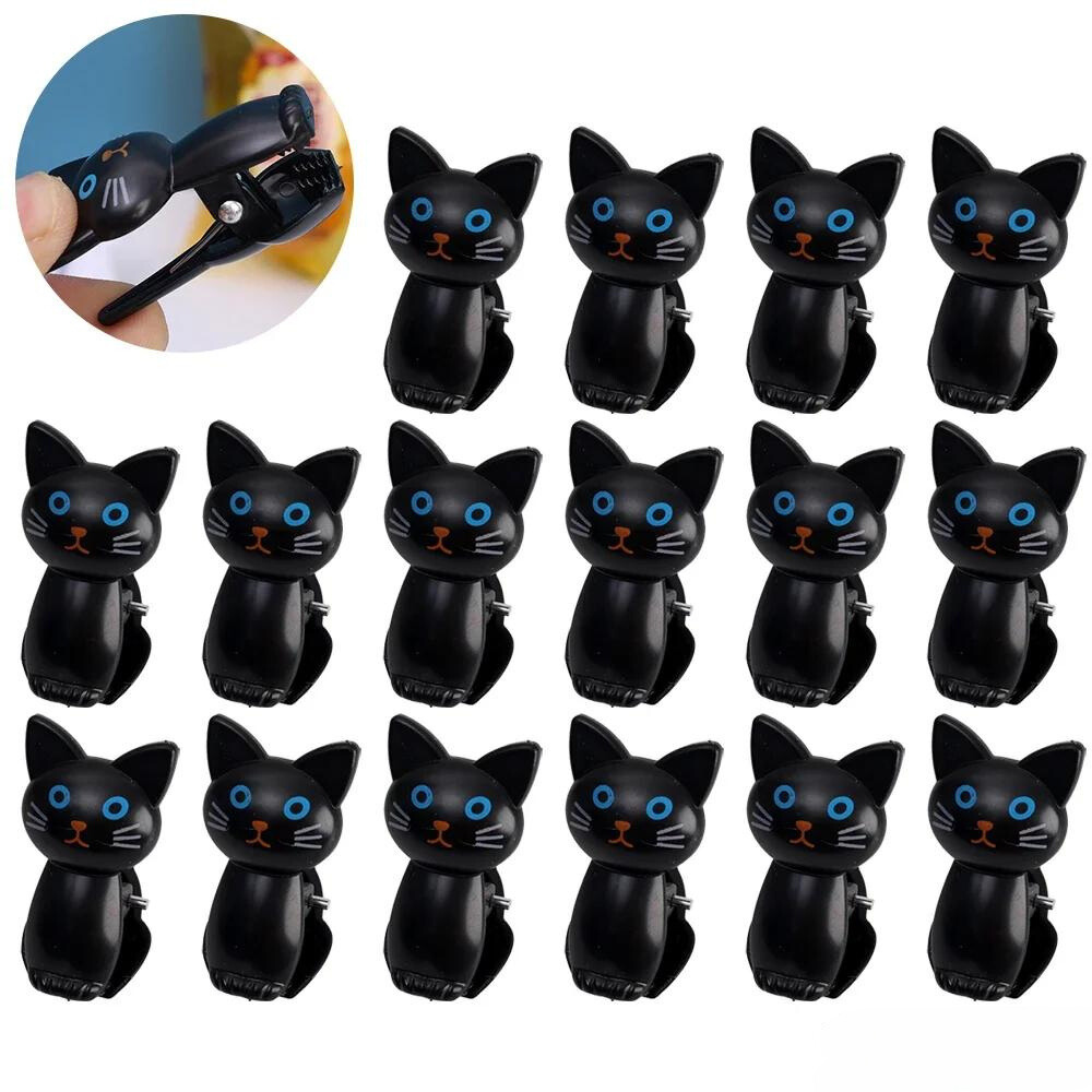 Niedliche Katzenklammern in weiß oder schwarz - verschiedene Sets