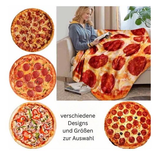 Warme kuschelige runde Decke im Pizza, Wrap, Donut oder Pfannkuchen Design