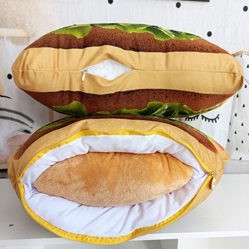 Hamburger-Kissen einzeln oder im Set mit Decke