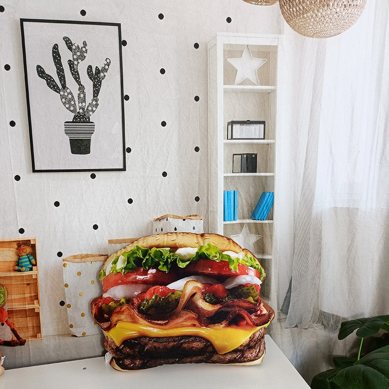 Hamburger-Kissen einzeln oder im Set mit Decke