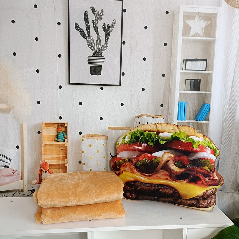 Hamburger-Kissen einzeln oder im Set mit Decke