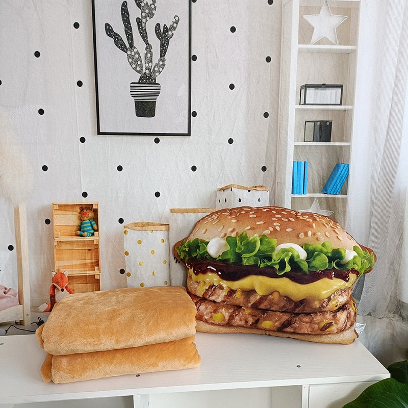 Hamburger-Kissen einzeln oder im Set mit Decke