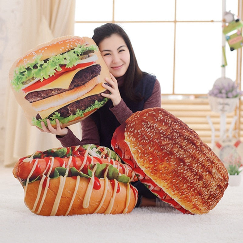 Kissen im Pizza, Keks, Hamburger, Brötchen oder Hotdog Design